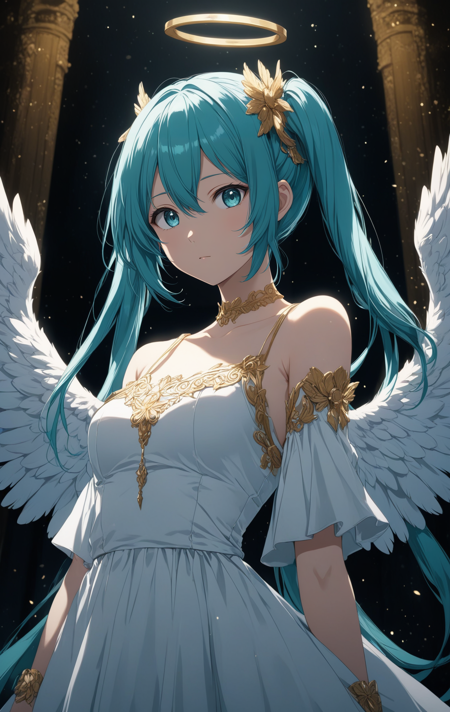 31072987-2067885436-masterpiece, best quality, hatsune miku, white gown, angel, angel wings, golden halo, dark background, upper body, closed mouth,.png